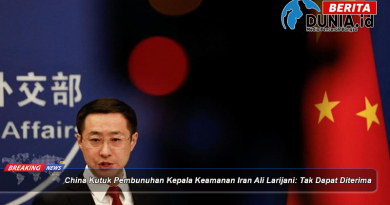 China Kutuk Pembunuhan Kepala Keamanan Iran Ali Larijani: Tak Dapat Diterima